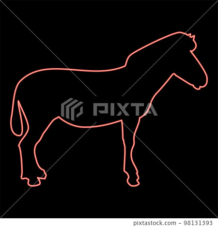 Neon zebra stand Animal standing red color vector illustration image flat style Neon zebra stand Animal standing red color vector illustration image flat style 98131393