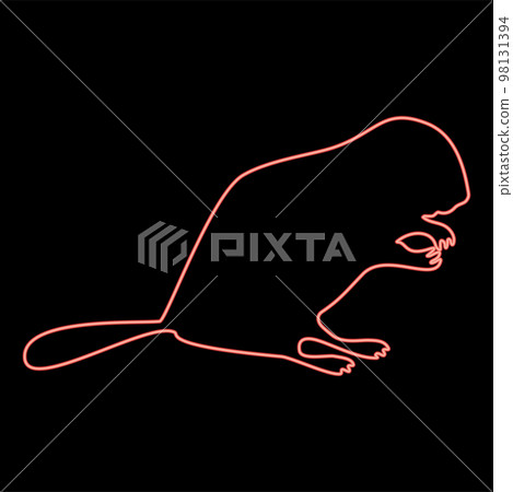 Neon beaver animal Rodent stand red color vector illustration image flat style Neon beaver animal Rodent stand red color vector illustration image flat style 98131394