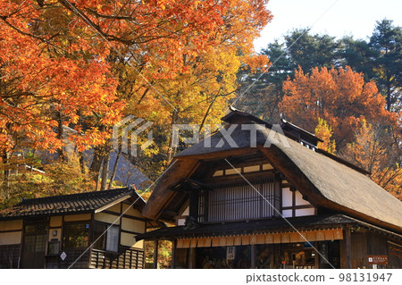 Kitakami City, Iwate Michinoku Folk Village with Autumn Leaves 98131947