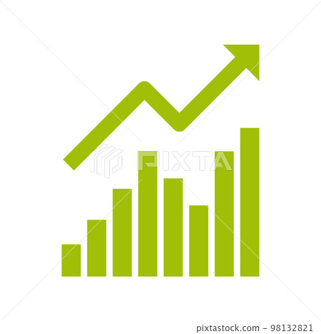 Economy growth icon. Growing bar graph icon on white background. 98132821