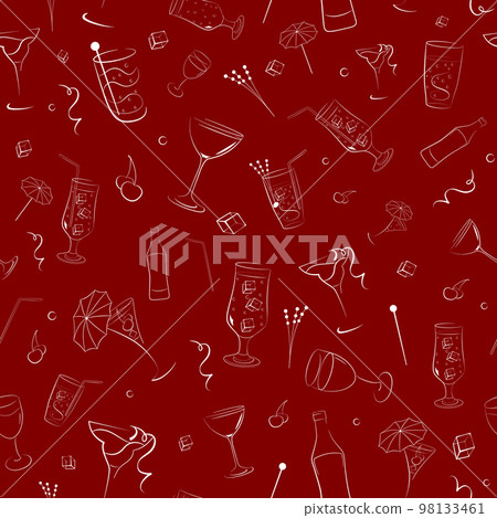 Seamless pattern of items associated with alcohol 98133461