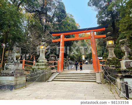 In front of Kasuga Taisha Torii Gate, Nara Prefecture In front of Kasuga Taisha Torii Gate, Nara Prefecture 98133556