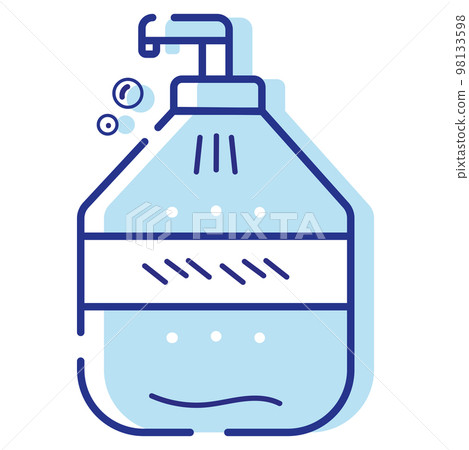 Isolated blue liquid soap dispenser Cleanliness icon Vector Isolated blue liquid soap dispenser Cleanliness icon Vector 98133598