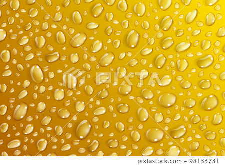 Yellow background of water drops 98133731