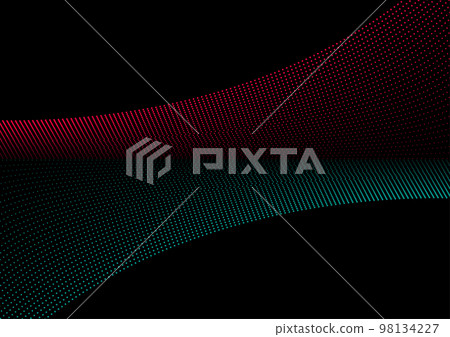 Red and cyan dotted wavy lines abstract technology background Red and cyan dotted wavy lines abstract technology background 98134227