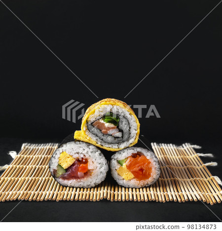 Ehomaki, rolled sushi. Setsubun, Japanese event. Ehomaki, rolled sushi. Setsubun, Japanese event. 98134873