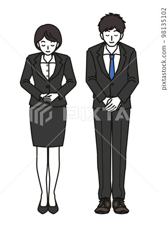 西裝鞠躬的男人和女人 西裝鞠躬的男人和女人 98135102