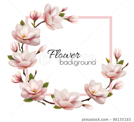 Beautiful pink magnolia background. Vector. 98135183