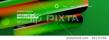 Geometric shapes composition geometric abstract background. 3D shadow effects and fluid gradients. Modern overlapping forms 98135398