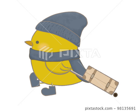 Illustration of a chick going on a trip with lines Illustration of a chick going on a trip with lines 98135691