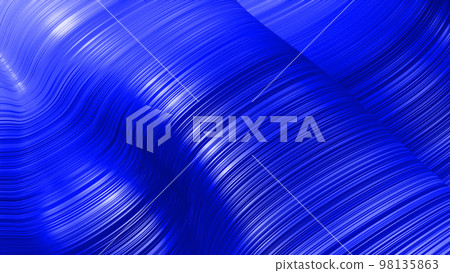 3d render. Shining blue surface, bright colorful background. Beautiful abstract background of waves on surface, color gradients, extruded lines as striped fabric surface with folds or waves on liquid 3d render. Shining blue surface, bright colorful background. Beautiful abstract background of waves on surface, color gradients, extruded lines as striped fabric surface with folds or waves on liquid 98135863
