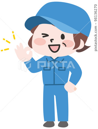 Senior female worker posing okay Senior female worker posing okay 98136270