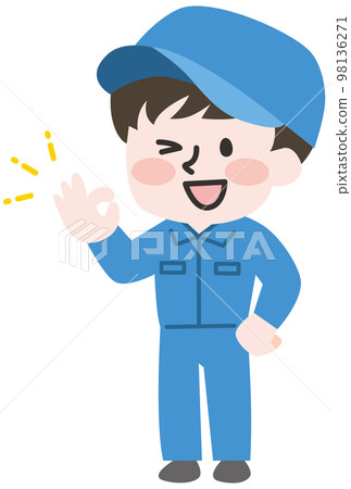 A male worker who poses okay A male worker who poses okay 98136271