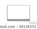 Modern silver computer monitor mockup isolated on white background with circle button, Screen with blank with copy space for a text, 3d rendering 98136552