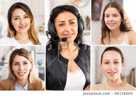 Screen of video conference between businesswomen Screen of video conference between businesswomen 98136604