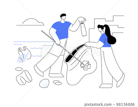 Coastal pollution abstract concept vector illustration. 98136886