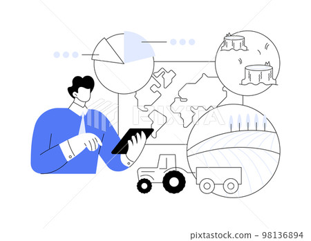 Global land use abstract concept vector illustration. 98136894