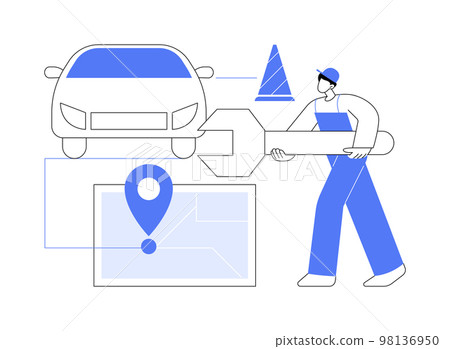 Roadside service abstract concept vector illustration. 98136950