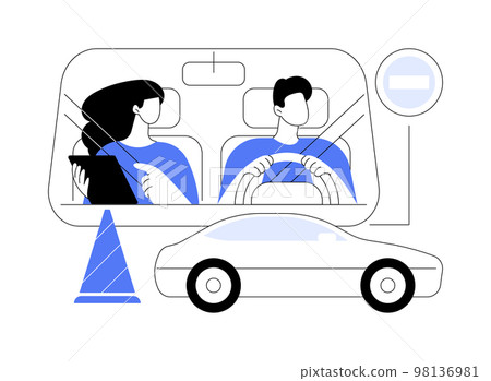 Driving lessons abstract concept vector illustration. Driving lessons abstract concept vector illustration. 98136981