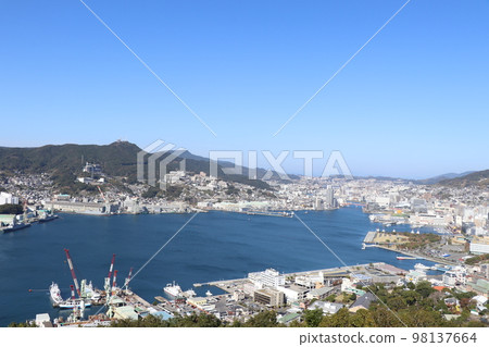 The clear Nagasaki Port seen from the hill, the center of Nagasaki City The clear Nagasaki Port seen from the hill, the center of Nagasaki City 98137664