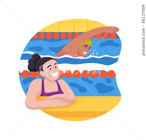 Swimming and diving isolated cartoon vector illustration. Swimming and diving isolated cartoon vector illustration. 98137884