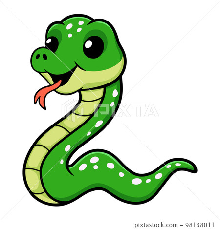 Cute green tree python cartoon 98138011
