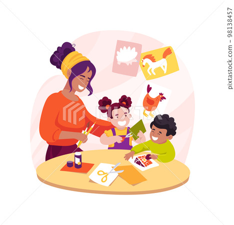 Arts and crafts class isolated cartoon vector illustration. Arts and crafts class isolated cartoon vector illustration. 98138457