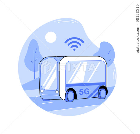 5G autonomous vehicles isolated cartoon vector illustrations. 5G autonomous vehicles isolated cartoon vector illustrations. 98138519