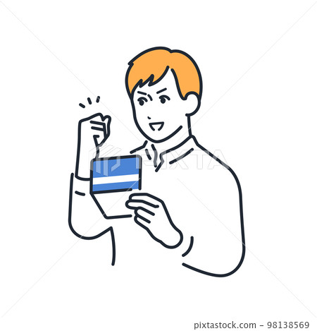 一個年輕人看著存摺做膽量姿勢的簡單矢量圖素材 一個年輕人看著存摺做膽量姿勢的簡單矢量圖素材 98138569