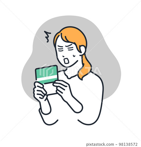 A simple vector illustration material of a young woman who is shocked to see a passbook A simple vector illustration material of a young woman who is shocked to see a passbook 98138572