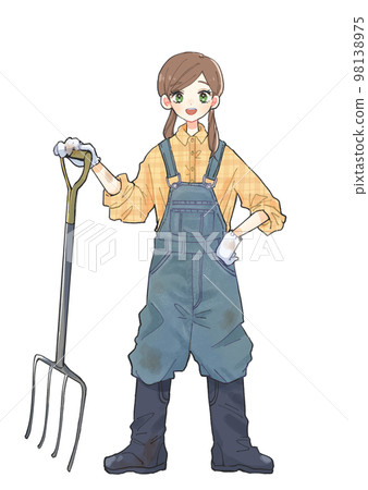 在牧場工作的奶農女孩沒有帽子 在牧場工作的奶農女孩沒有帽子 98138975