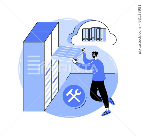 Datacenter technician isolated cartoon vector illustrations. Datacenter technician isolated cartoon vector illustrations. 98138981