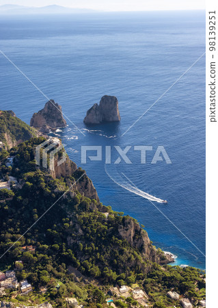 Touristic Town on Capri Island in Bay of Naples, Italy. 98139251
