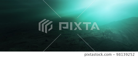 Rugged Landscape Terrain Underwater Dark Scene. Lake or Ocean Water. Background Nature Rugged Landscape Terrain Underwater Dark Scene. Lake or Ocean Water. Background Nature 98139252