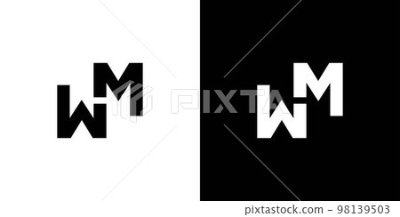 Modern and strong letter WM initials logo design Modern and strong letter WM initials logo design 98139503