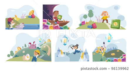 Play to earn games created on basis of blockchain project with elements of NFT, gamification content 98139962