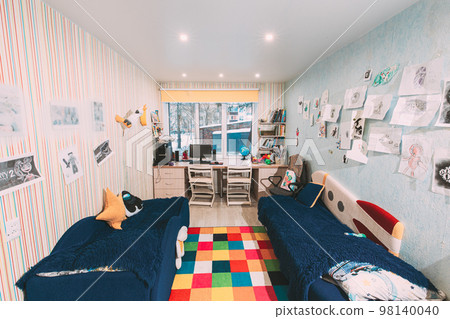 Modern, Stylish And Bright Baby Room Room In Family Apartment. Stylish Apartment Interior Modern Childrens Room Interior. Idea For Home Design. Family Flat Modern, Stylish And Bright Baby Room Room In Family Apartment. Stylish Apartment Interior Modern Childrens Room Interior. Idea For Home Design. Family Flat 98140040