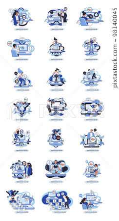 Meditation online. Practicing yoga metaphor, mental exercises. Wellness practice to restore peace of mind 98140045