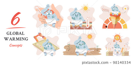 Climate change concept. Global warming metaphor. Temperature rising animal extinction. Environment Day 98140334