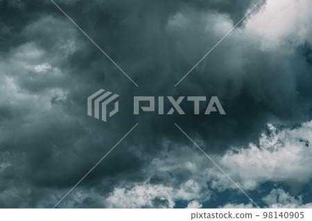 Dark Blue Cloudy Rainy Sky With Rain Heavy Clouds. Storm, Thunder, Thunderstorm, Storm clouds. Sky Natural Background. Cumulonimbus Cloud. Strange Clouds Cloud Sky. Weather Forecast Concept. Heavy Dark Blue Cloudy Rainy Sky With Rain Heavy Clouds. Storm, Thunder, Thunderstorm, Storm clouds. Sky Natural Background. Cumulonimbus Cloud. Strange Clouds Cloud Sky. Weather Forecast Concept. Heavy 98140905