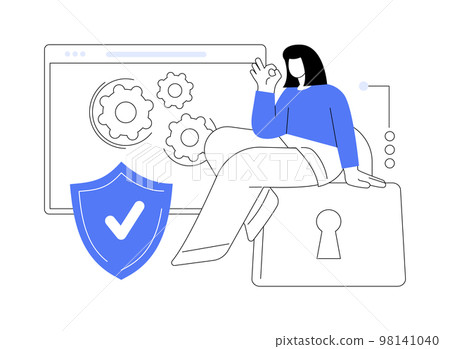 Cyber security data protection abstract concept vector illustration. 98141040