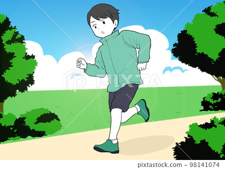 男子在公園跑步 男子在公園跑步 98141074