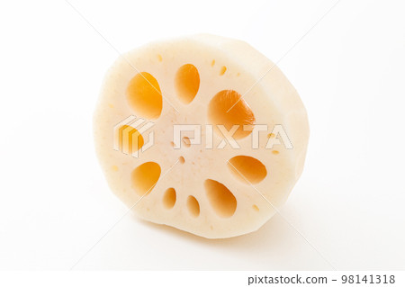 Peeled lotus root white background Peeled lotus root white background 98141318