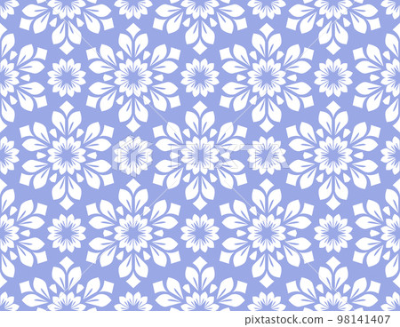 Flower geometric pattern. Seamless vector background. White and blue ornament. Ornament for fabric, wallpaper, packaging. Decorative print 98141407