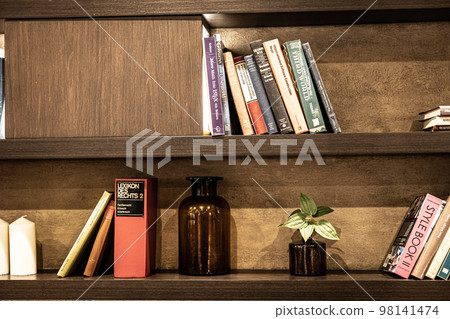 Bookshelves and books antique image material picture 98141474