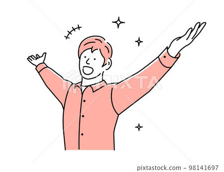 年輕人張開雙手（上半身）矢量圖（快樂、快樂、積極） 98141697