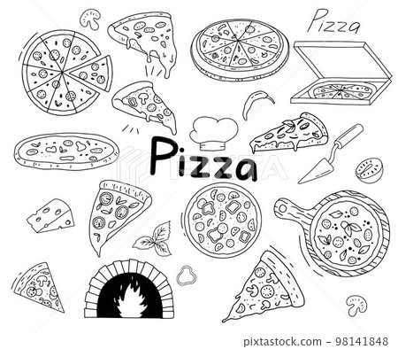 line doodle of an open pizza box 12550261 Vector Art at Vecteezy