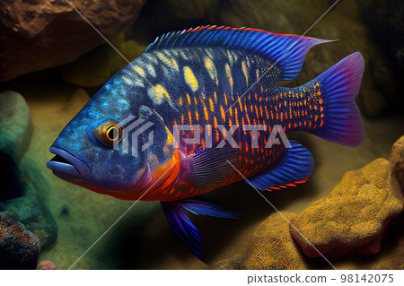 cichlid fish. realistic 3d render. Generative AI 98142075