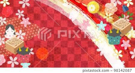 Setsubun bean-throwing flower background Setsubun bean-throwing flower background 98142087