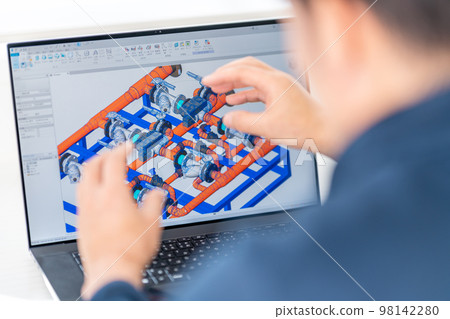 Three-dimensional CAD, three-dimensional 3DCG building equipment design, hot water monitoring control module, businessman 98142280